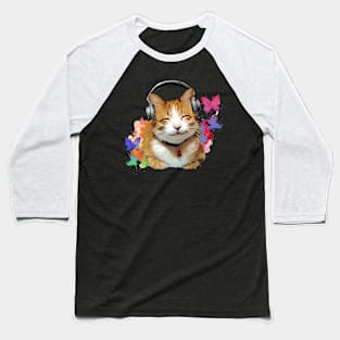 Smiling Musical Cat Baseball T-Shirt